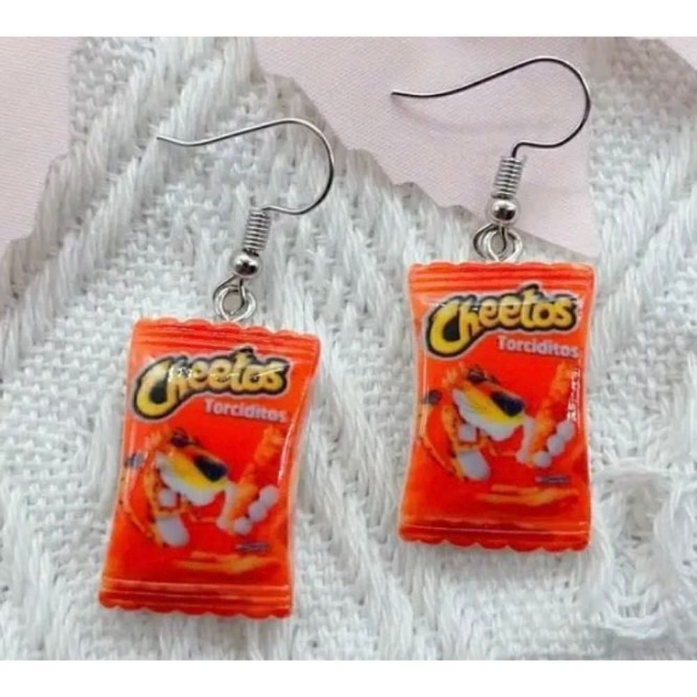 NWT Cheetos Nacho Cheese Fun Chip Bag Dangle Hook Earrings